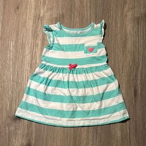 Striped Teal and White Kids Dress